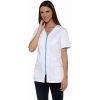 Blouse Femme Stretch, Couleur Blanc et azur