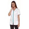 Blouse Femme Stretch, Couleur Blanc et petrole