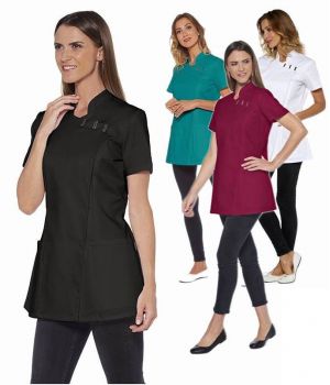 Blouse Stretch, Cintrée et Asymétrique, Boutons Pressions Stylés