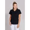 Polo Femme, Taille Marquée, Coton et Stretch, Noir