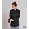 Veste de Cuisine Femme, Manches Longues, Noire, Boutons Pressions