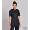 Veste de Cuisine Femme, Manches Courtes, Noire, Boutons Pressions