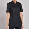 Veste de Cuisine Femme, Manches Courtes, Noire