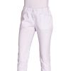 Pantalon Femme, Blanc, Taille Elastique avec Cordon