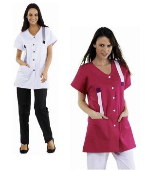 Tunique grise Manches Kimono courtes, Taille XS,boutonnage par pressions. 