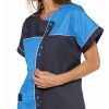 Tunique Manches Kimono, Boutons Pression, Anthracite et azur