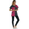 Tunique Manches Kimono, Patchwork Bicolore, Anthracite et fuchsia