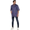 Tunique Homme Confort Stretch, Col Officier, Couleur Denim