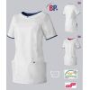 Blouse Médicale Femme BP®, Col Arrondi, Blanc et Touches de Couleur 