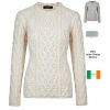 Magnifique Pull Irlandais Femme Point Torsade, 100% Laine Vierge Merinos