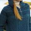 Veste zippée Fairisle Irlandaise Femme, Turquoise