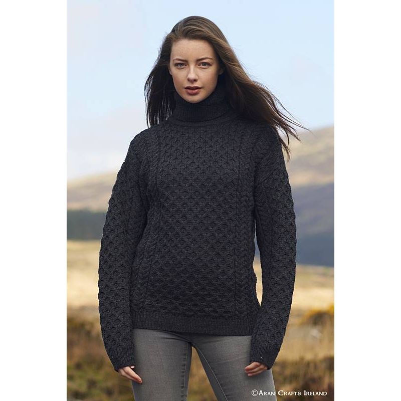 Pull Irlandais pour femme et homme, Col roulé, Laine Mérinos extra