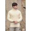 Pull Irlandais femme homme Col roulé Pur Mérinos, Couleur écru