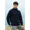 Pull Irlandais femme homme Col roulé Pur Mérinos, Couleur Marine