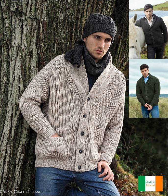 Cardigan Irlandais Homme Poches plaquees Coupe Tendance