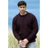 Pullover Irlandais pour femme ou homme, Ras de cou, Couleur Prune