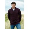 Pull Irlandais pour Homme, 100% Laine Mérinos, Couleur Prune