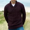 Pull Irlandais pour Homme, Col châle, Couleur Prune