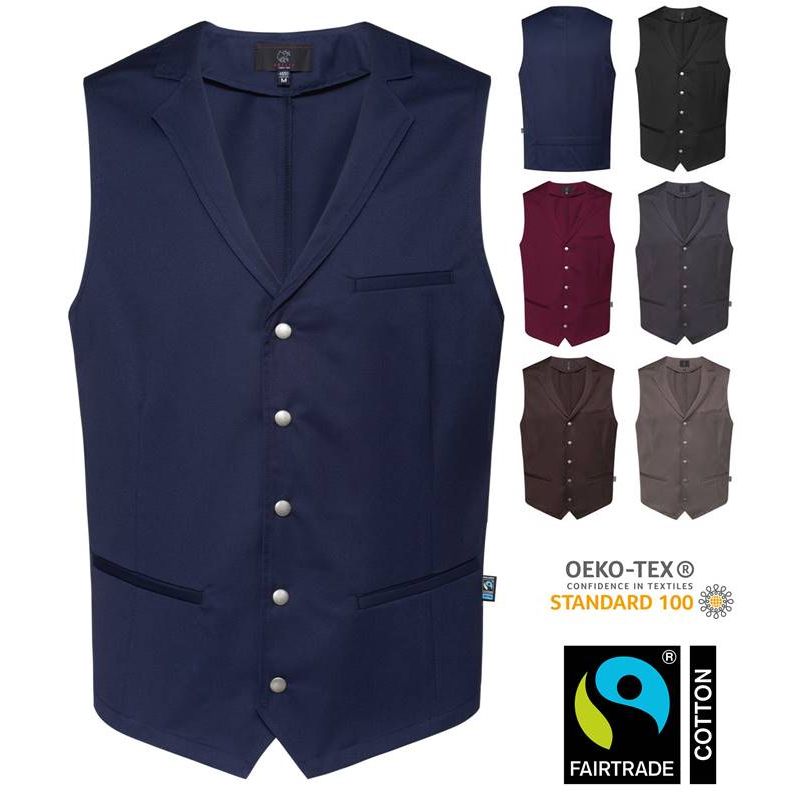 Gilet de Service et Hôtellerie Homme, 5 Boutons Pression