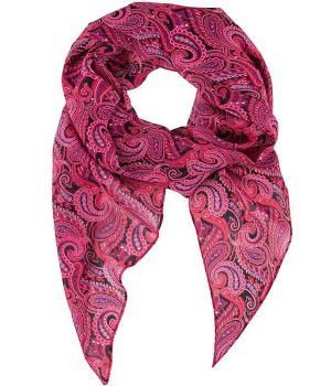 Foulard Long Imprimé, Couleur Berry Cashmere, 100% Polyester Lavable