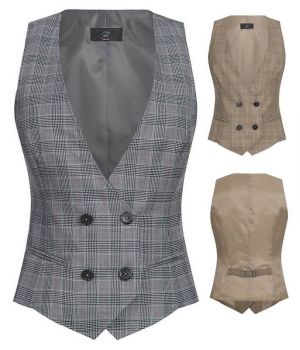 Gilet de Tailleur, Tissu Prince de Galles Gris, Taille M.