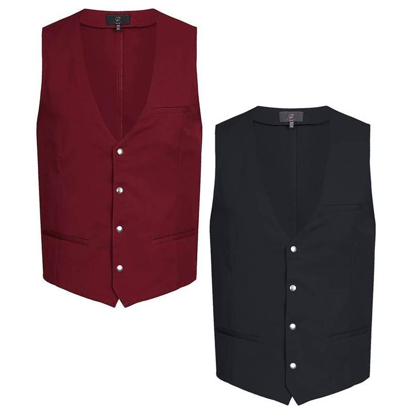 Gilet de Service Homme, Boutons Pression, Poches latérales et Poitrine