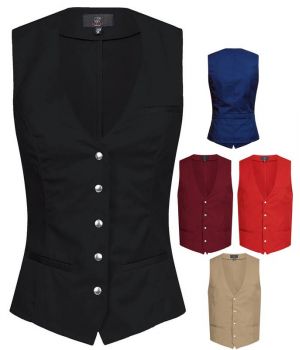 Gilet Barman femme poches latérales et poitrine Bleu roi