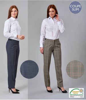 Pantalon Femme, Coupe Slim, 2 poches côté, Elégant et Confortable