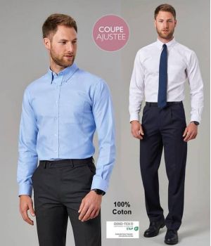 Chemise Homme, Manches Longues, Coupe Ajustée, 100% Coton