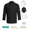 Veste de Cuisine Noire, Manches Longues, PolyCoton, Poche poitrine