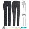 Pantalon Femme de Cuisine et de Service, Rayures Noir et Blanc, Coton