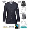 Veste de Cuisine Femme, Style Biker, Anthracite Look Denim