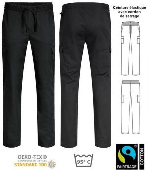 Pantalon Battle Homme Noir, Ceinture élastique avec lien sous coulisse