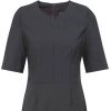 Robe Femme Premium, Col rond avec décolleté en V, Anthracite