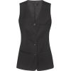 Gilet Barman Femme Long, Laine Polyester Stretch, Anthracite