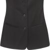 Gilet Barman Femme Long, 2 poches passepoilées, Anthracite