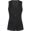 Gilet Barman Femme Long, Laine Polyester Stretch, Noir