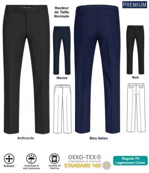 Pantalon Homme Premium Bi-stretch, Coupe Ajustée, Elegant et Chic