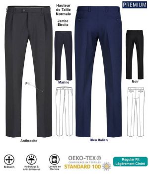 Pantalon Homme Premium Bi-stretch, Elegant et Chic, Jambes étroites