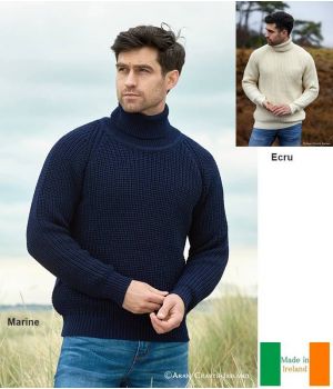 Pull Irlandais pour Homme, Col châle, 100% Laine Mérinos