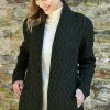 Manteau Irlandais, Motif à Torsades des îles d'Aran, Vert armée