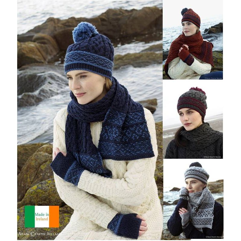 Bonnet irlandais chaud laine mérinos pompon Aran Crafts