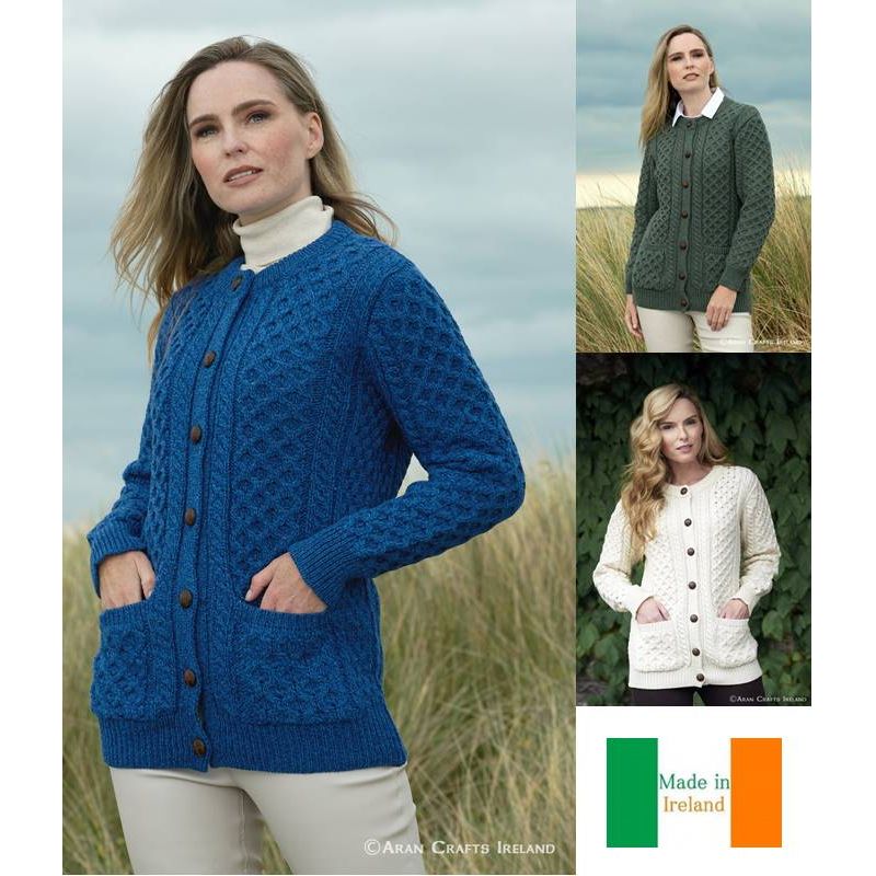 Pull irlandais chaud pure laine Aran Crafts