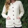 Cardigan Irlandais pour Femme, Élégant, Ecru