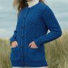 Cardigan Irlandais pour Femme, Bleu chiné