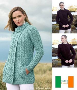 Superbe Cardigan Irlandais, 100% Laine Mérinos, Silhouette Flatteuse