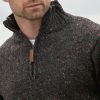 Pullover Irlandais Homme, Col montant zippé, Gris Graphite chiné