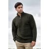 Pullover Irlandais, Col montant zippé, Vert chiné