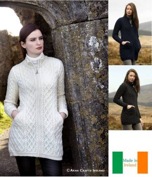 Manteau Femme Irlandais, Fermeture zip, Laine Mérinos extra douce