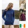 Cardigan Femme Irlandais, Fermeture à Zip, Laine Mérinos Extra Douce